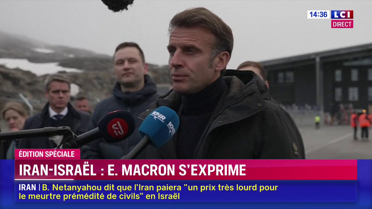 🔴 Israël/Iran 🗣️ "Nous continuons à appeler à la désescalade, j'ai pu hier m'entretenir avec le président de l'Iran et j'ai appelé à ce que les discussions reprennent au plus vite" : Emmanuel Macron