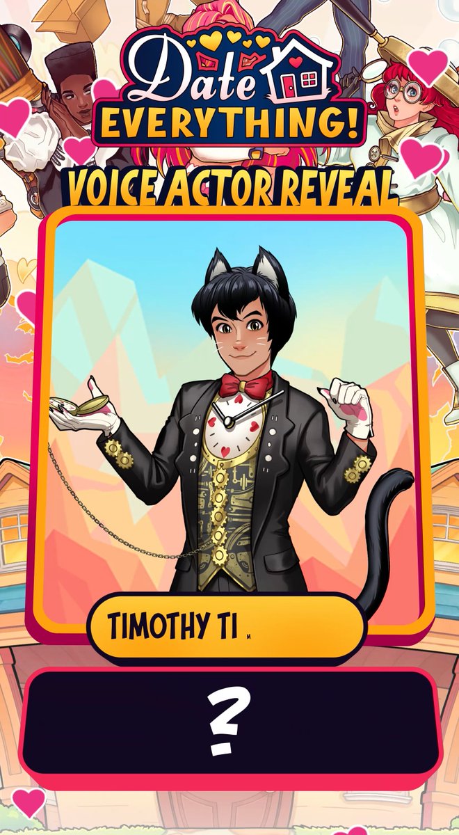 2 DAYS TO GO! Timothy is a clock with a dark secret: he spends a certain amount of the day as a catboy. He’s obsessed with time and scheduling as a result 🕰️ Bryce Papenbrook