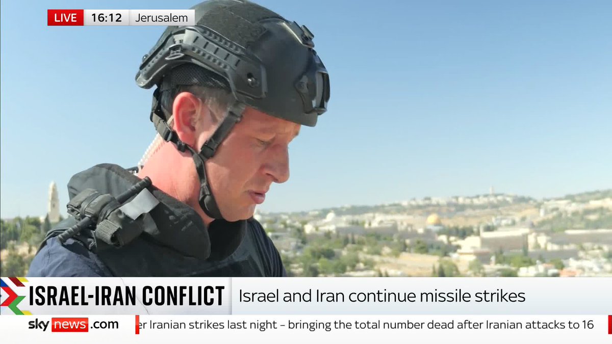 BREAKING: Sky's Alistair Bunkall reports live from Jersualem as Iranian media have said missiles have been fired at Israel. 📺 Sky 501, Virgin 602, Freeview 233 and YouTube