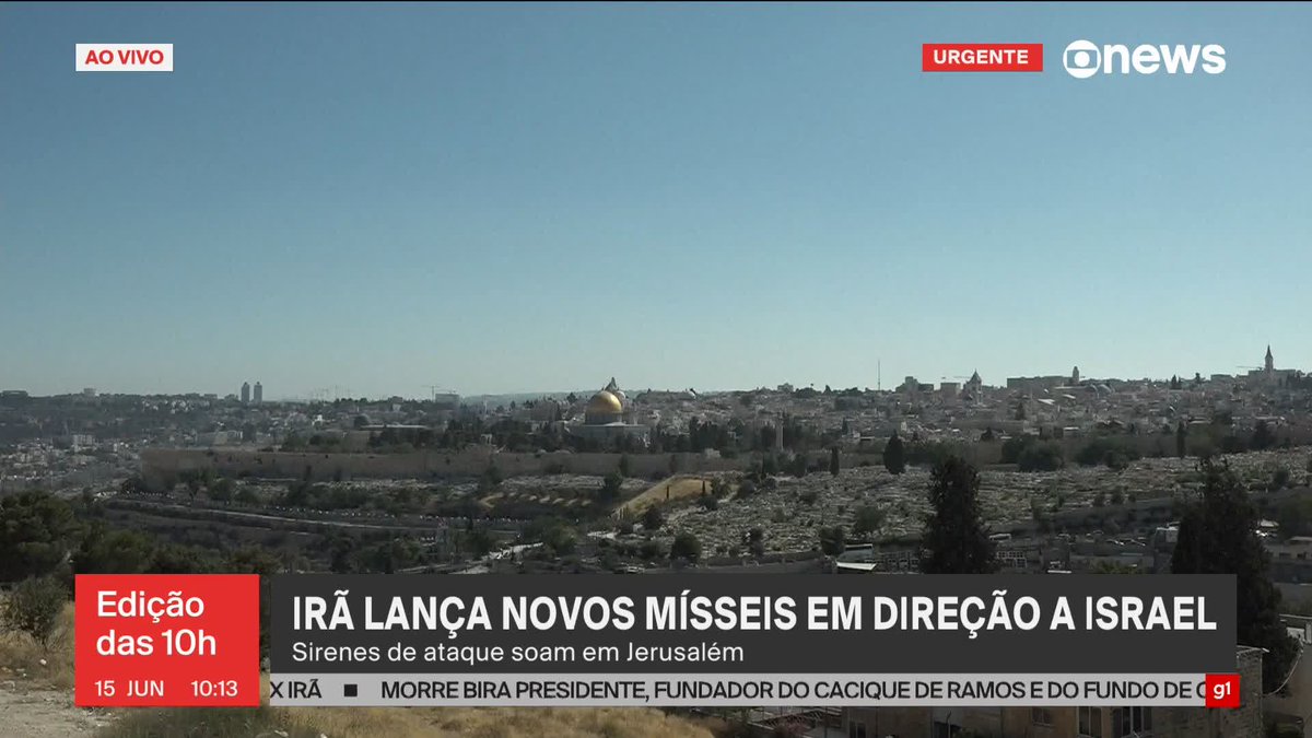 🚨MUNDO: Novos mísseis foram disparados do Irã em direção a Israel. A informação é da Agência Reuters, que também noticia que as sirenes de segurança foram tocadas em Jerusalém e em Tel Aviv.