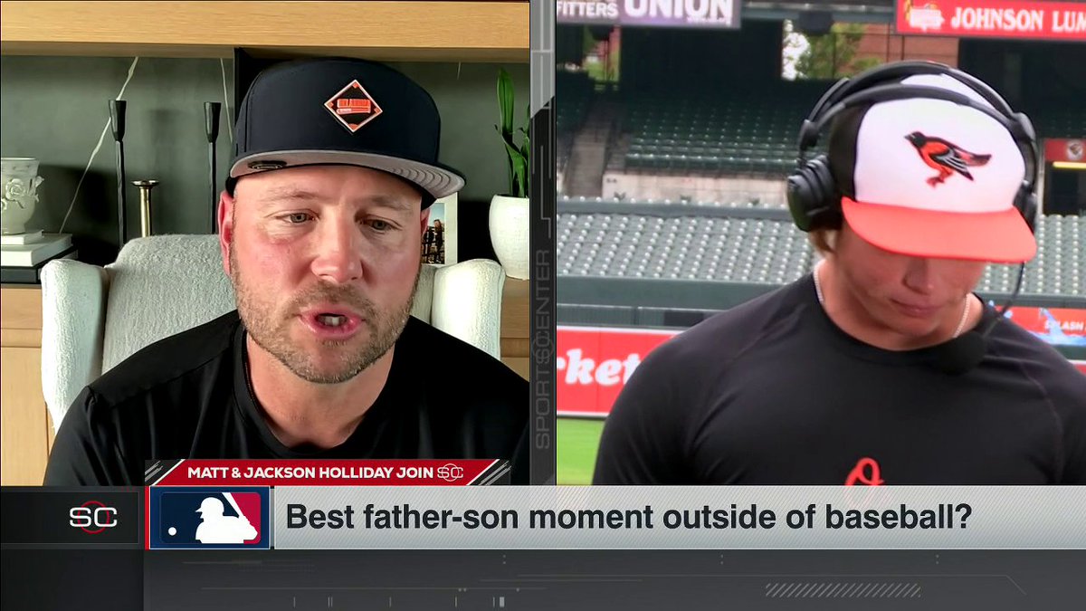 Matt Holliday and Jackson Holliday share the baseball skills they wish they could add from each other's games 🙌 "[Jackson] runs way faster than I ever did." 😅