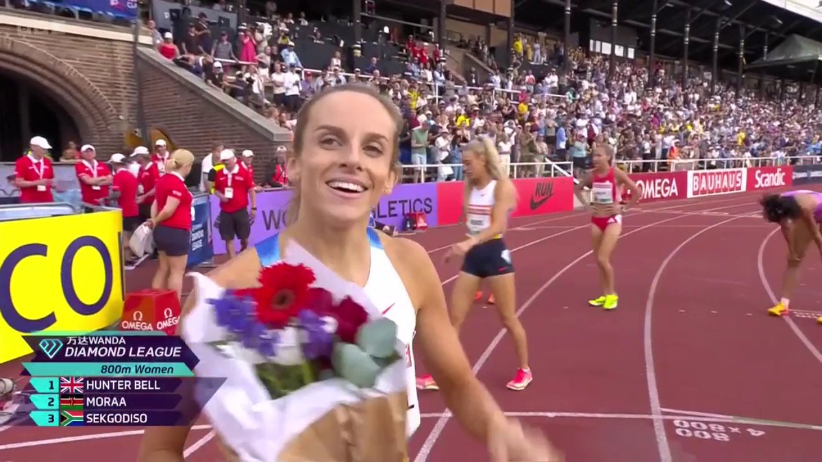 Georgia Hunter-Bell 👏 What a way to win the women's 800m! Watch the Stockholm Diamond League live on BBC Two 📺