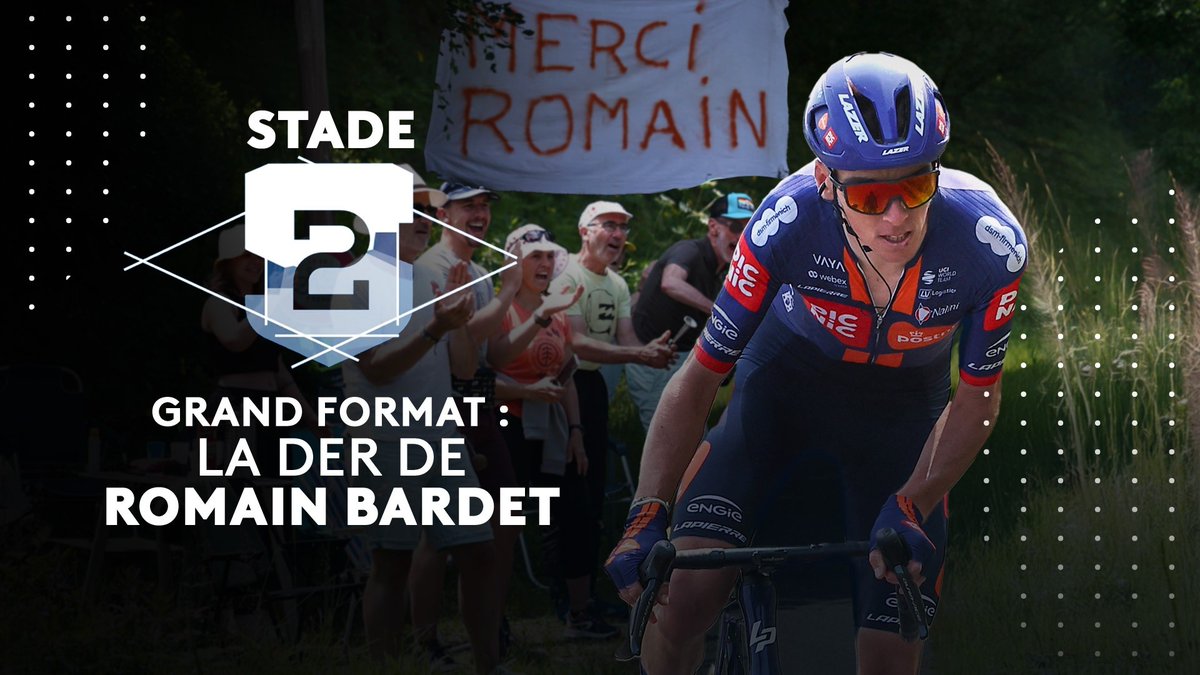 🤩 #Stade2 | Grand format : la "der" de Bardet 🫶 Après plus d’une décennie dans le peloton professionnel, Romain Bardet disputait cette semaine le Critérium du Dauphiné, la dernière course de son immense carrière : immersion dans la roue de l’un des chouchous des Français !