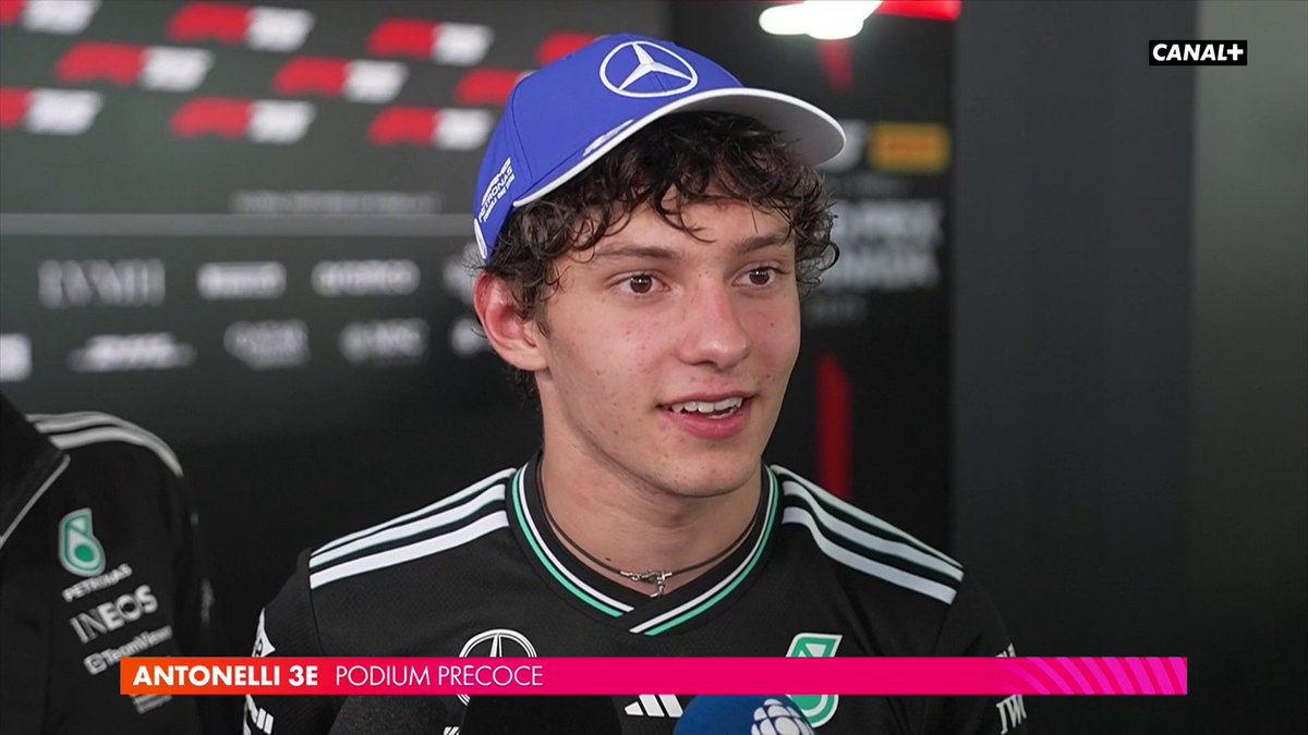 Premier podium en Formule 1 pour Kimi Antonelli ⭐️ La dernière fois qu'un Italien était sur le podium, le jeune pilote Mercedes avait... 3 ans 🤯 #CanadianGP #F1