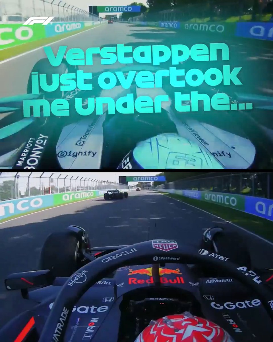 Two opposing views on this moment between George Russell and Max Verstappen 👇 #F1 #CanadianGP