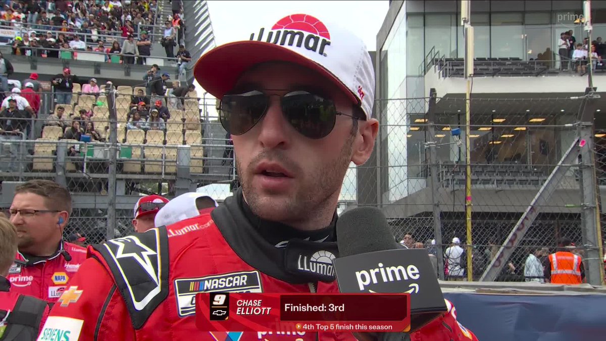 .Chase Elliott reflects on his 3rd place finish in Mexico City. #NASCARonPrime
