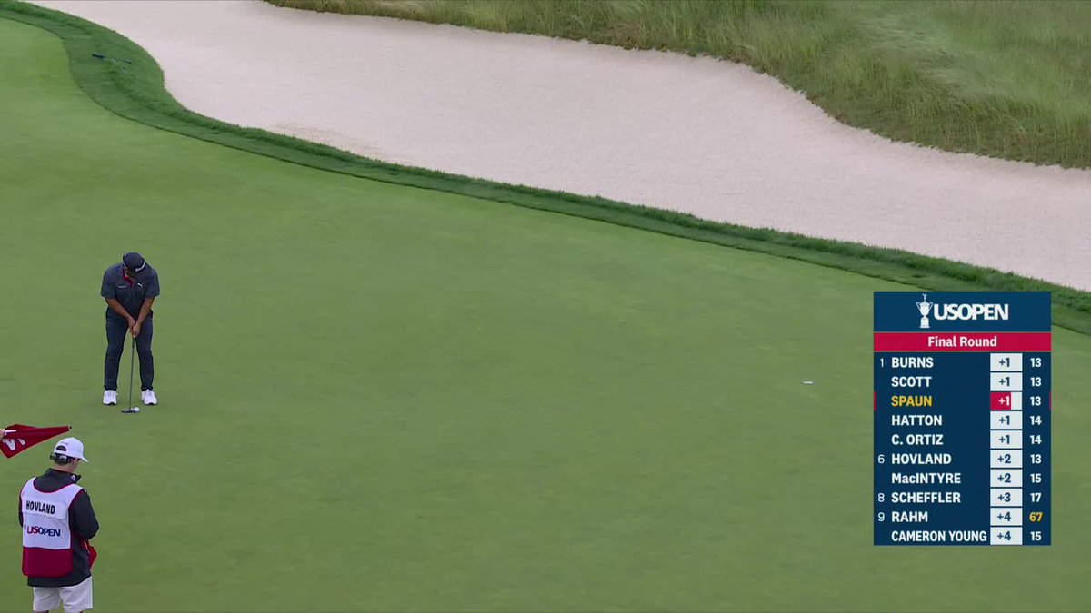 SPAUN AGAIN! FOR THE LEAD! J.J. Spaun leads the U.S. Open with 4 holes to play.