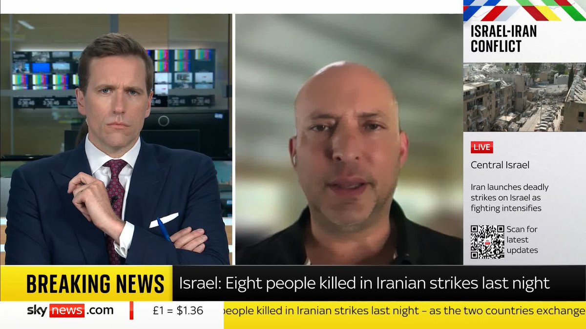 Iran and Israel have exchanged attacks for a fourth night, with Iranian rockets killing at least five in central Israel and explosions reported in Tehran Former Israeli PM Naftali Bennett נפתלי בנט describes the conflict as a 'pre-emptive war of defence'. 🔗
