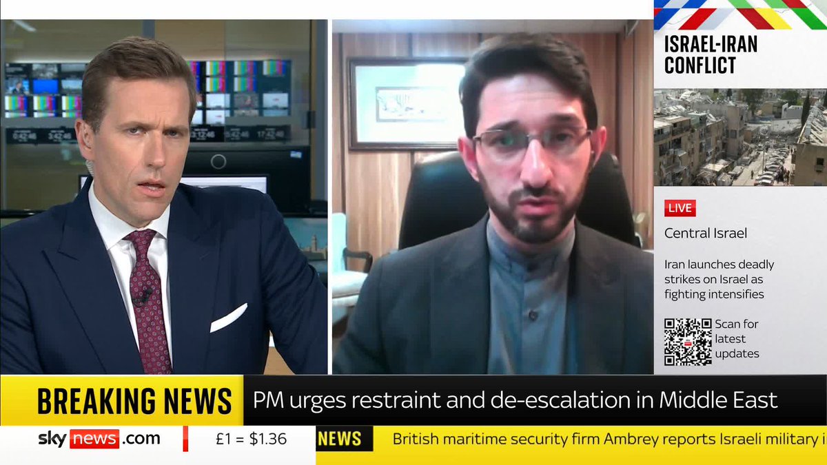 Iran and Israel have exchanged attacks for a fourth night, with Iranian rockets killing at least eight in central Israel and explosions reported in Tehran. Hamidreza Gholamzadeh, Director of Iran-based thinktank DiploHouse, provides his reaction to the conflict. ⬇️