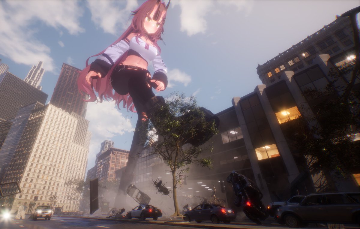 🐶『ふふ…♡ひと踏みで粉々だね～？』 ゲーム内ではお姉さんボイスなんだけど、犬塚Verで制作者様(GiantessPlayground)から映像頂いたので改めてボイス付けてみた👣 #巨大娘 #Giantess