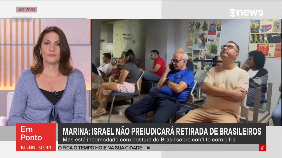 Marina: Israel não prejudicará retirada de brasileiros; no entanto, país está incomodado com postura do Brasil sobre o conflito com o Irã. #EmPonto ➡ Assista à #GloboNews: