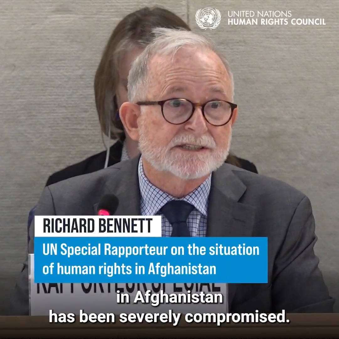 The situation of women & girls in #Afghanistan is continuing to deterioriate, UN Special Rapporteur Richard Bennett told the United Nations Human Rights Council. The international community must stand with the Afghan people who continue to risk everything in pursuit of justice, dignity & peace, he said. #HRC59
