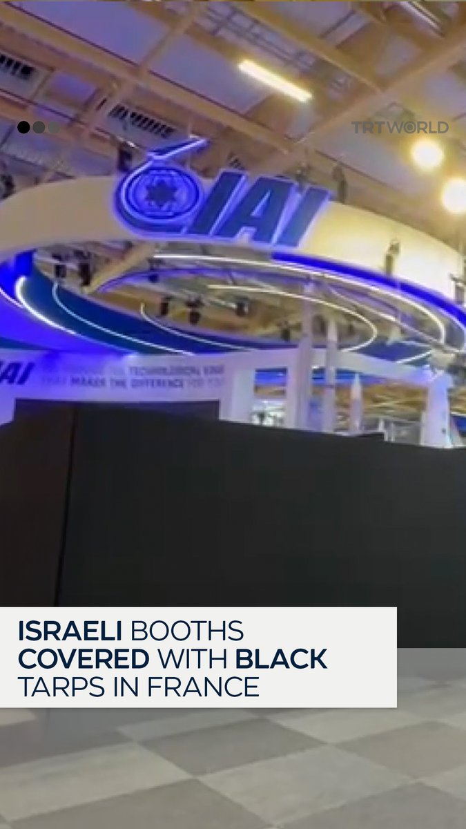 French authorities shut down four major Israeli company stands at the Paris Air Show on June 16 after they refused to remove offensive weapons from display — some of which are being used in strikes on Gaza