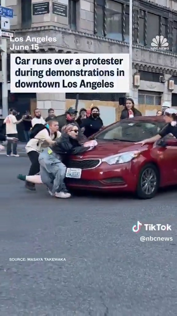 All states should pass laws that allow for someone in a vehicle to drive through/over "protesters" deliberately impeding their freedom of movement on public roads. Blocking and surrounding a vehicle is clearly a threat to those inside. The video below is from California so I'm guessing the driver will be investigated (possibly arrested) but the criminals in the road won't be. If you live or travel in a democrat city carrying some sort of non lethal munitions for scenarios like this may not be a bad idea as well... #CityLife #california #LosAngeles #crime #decay #urban #FailedState #democrats