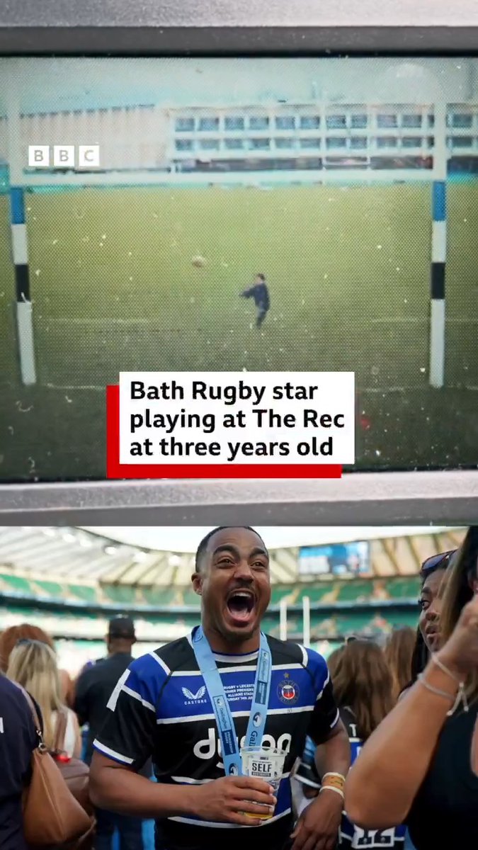 He must be SO proud 💙 Here is one of #BathRugby's Premiership title-winning stars as a three-year-old at The Rec - watched by his father & former Bath player on an old camcorder. Enjoy. Bath Rugby Max Ojomoh
