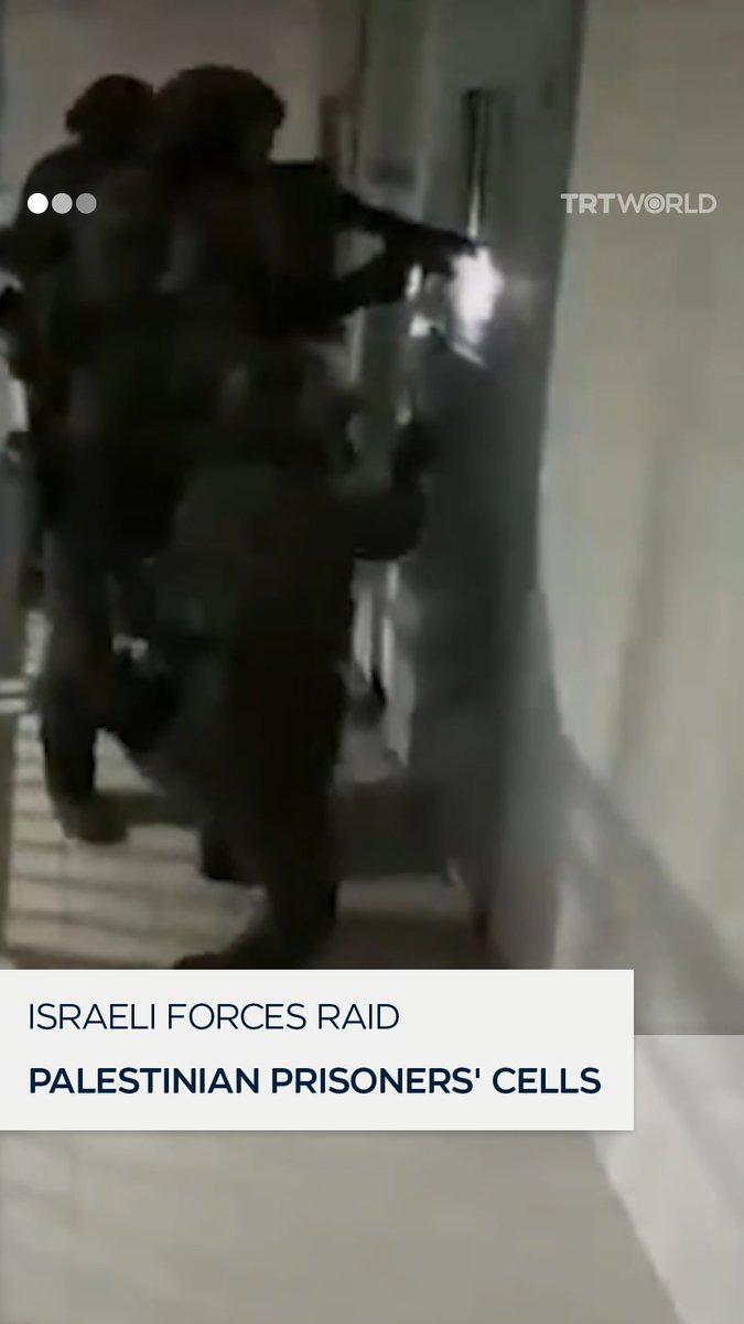 Israeli soldiers raid the cells of Palestinian prisoners who were allegedly celebrating Iran’s attacks against Israel