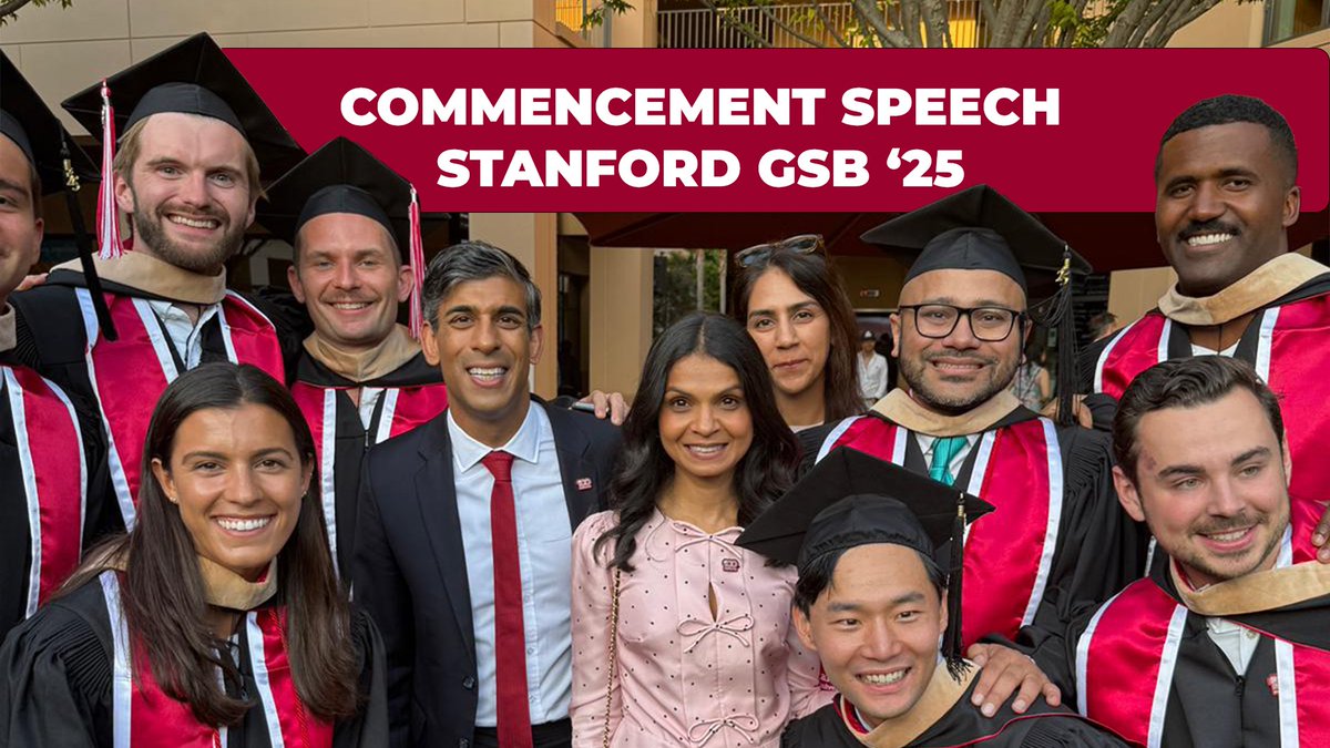 In our joint Commencement address to Stanford Graduate School of Business Class of ‘25, Akshata and I reflected on lessons we've learned together in life. Watch the full speech here 👇