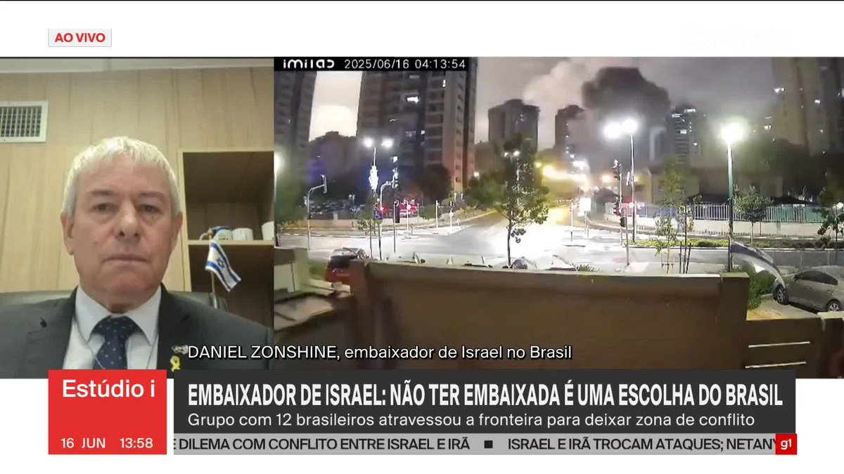 “Agora, quando o programa nuclear do Irã sofreu danos sérios, o mundo deve ser um lugar um pouco mais seguro”, diz embaixador de Israel no Brasil, Daniel Zonshine. #Estúdioi ➡ Assista à #GloboNews:
