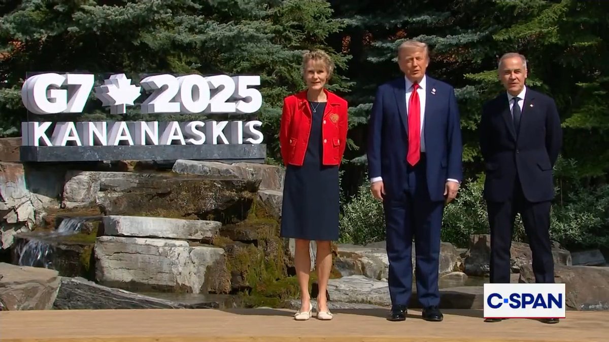 President Trump participates in G7 welcome ceremony.