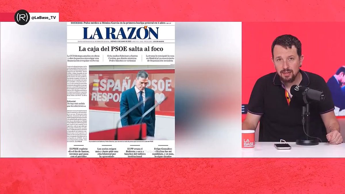¿Cuál es el nombre que se omite sospechosamente en las portadas de los grandes medios cuando se habla de corrupción en el PSOE? Manu Levin 👇🏾 📺 LA BASE |