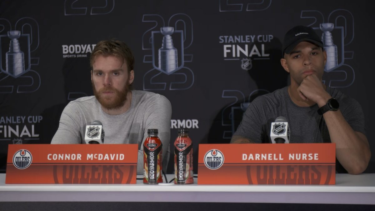 #Oilers forward Connor McDavid & defenceman Darnell Nurse spoke with the media following today's practice in Florida ahead of Game 6 tomorrow. Enterprise | #LetsGoOilers