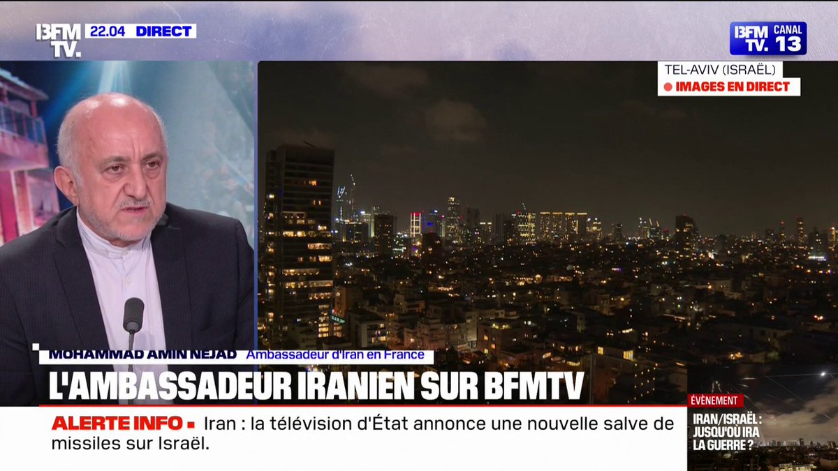 Iran-Israël: "Nous sommes victimes d'une guerre injustifiée", déclare l'ambassadeur d'Iran en France