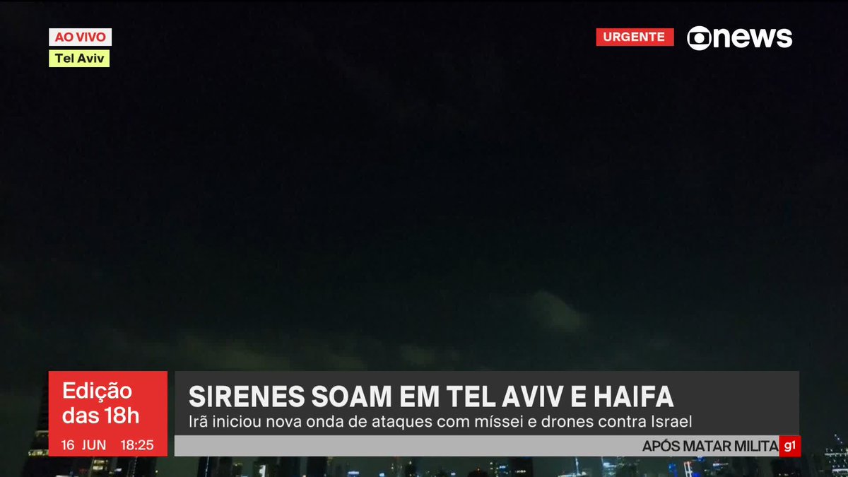 🚨MUNDO: Irã iniciou uma nova onda de ataques com mísseis e drones contra Israel.