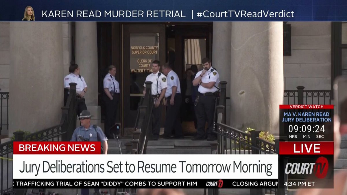 WATCH: Defendant #KarenRead walks out to a mob of reporters at the end of Day 2 of jury deliberations in her murder retrial. #CourtTV’s Vinnie Politan has the latest from Dedham. What verdict do YOU expect? ⚖️ #CourtTVReadVerdict #KarenReadRetrial