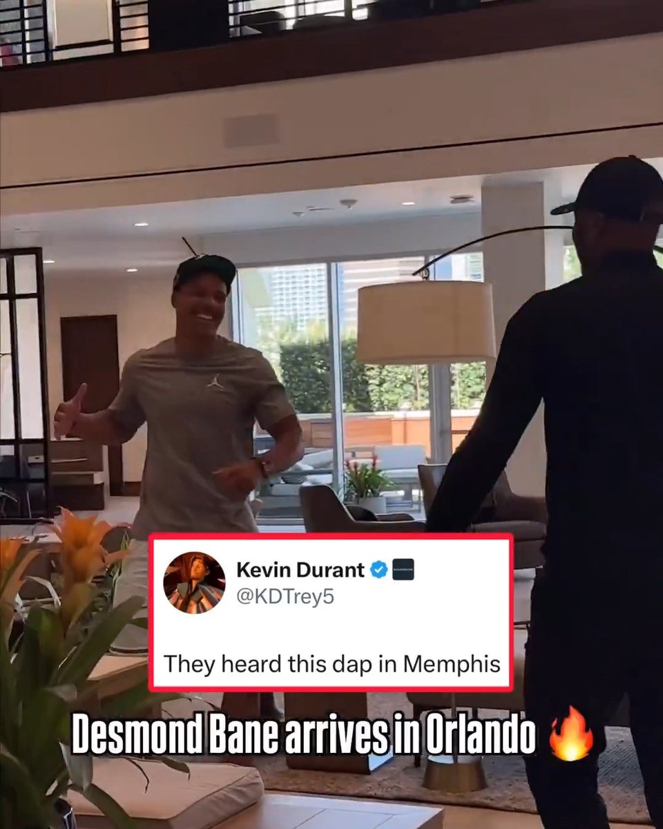 Desmond Bane and Magic HC Jamahl Mosley said 🤝💥 All smiles for Bane in his new home in Orlando 🙌 (h/t Kevin Durant, via Orlando Magic)