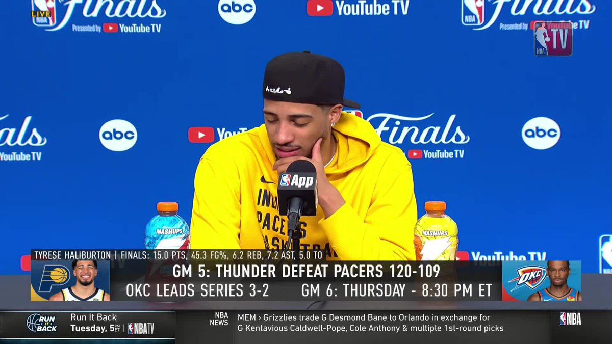 "I was not great tonight by any means, but... if I can walk then I wanna play." Tyrese Haliburton speaks on the status of his injury sustained in Game 5 of the #NBAFinals.
