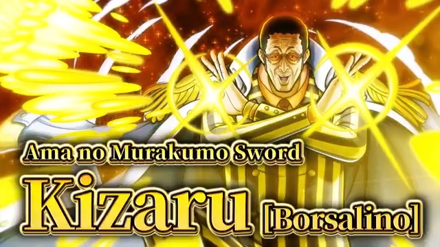 [New Character] ■Ama no Murakumo Sword Kizaru [Borsalino] Red Element / Attacker "Acceleration...is power!!!" moves the character to a Treasure Area with an enemy before attacking! Follow up with Combo Skill "Speed...is weight" repeatedly for a set period of time! #BountyRush