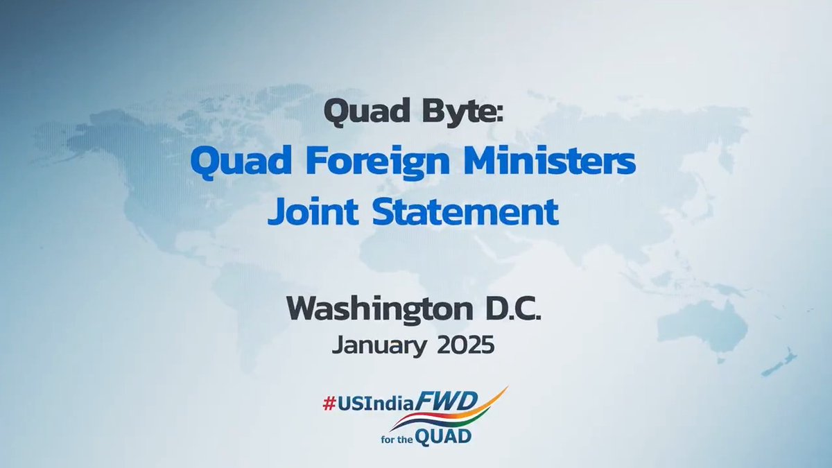 Earlier this year, Secretary of State Marco Rubio and the Quad foreign ministers met in Washington D.C. to reaffirm their shared commitment to strengthening an open, free, peaceful, and prosperous #IndoPacific. Read their joint statement here: #USIndiaFWDfortheQuad #QuadByte