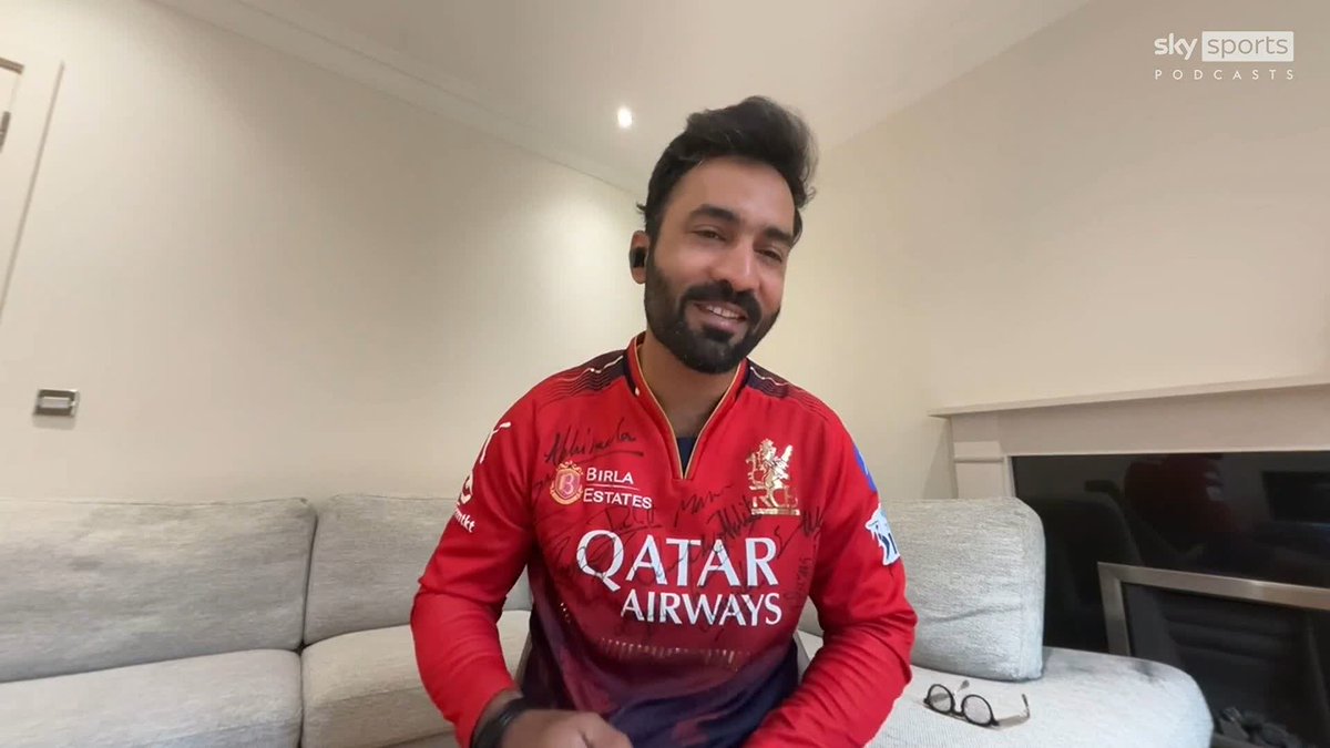 'Immortalise it in the Sky Cricket podcast!' DK shows off his RCB shirt after their IPL win 🏆