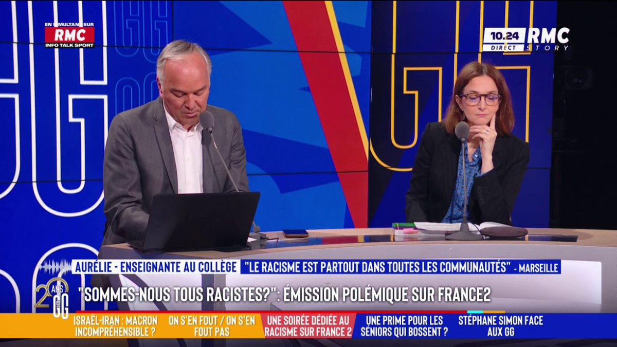 😔 "Sommes-nous tous racistes ?", l’émission polémique de France 2 📞 Aurélie, enseignante, au 3216 : "Le racisme est partout, dans toutes les communautés. Pourquoi on n'a pas pris des Noirs et des Maghrébins ou des Asiatiques et des maghrébins ou des Peaux-Rouges ?" #GGRMC