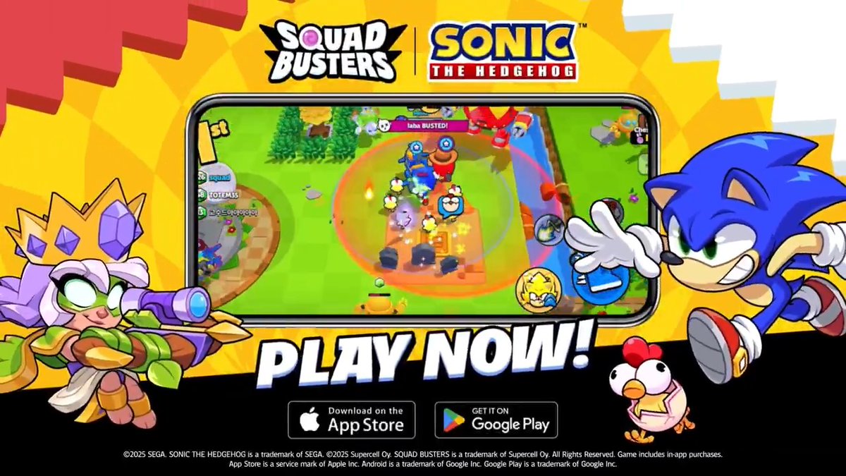 「ソニック」が『スクワッド・バスターズ』に登場！🌀💨 リングを集めて「ソニック」をアンロックし、ヒーロージャーニーを駆け抜けよう！ 「ナックルズ」や「テイルス」、限定コスメなどが手に入るチャンス！💥 #スクバス #スクワッドバスターズ #SquadxSonic