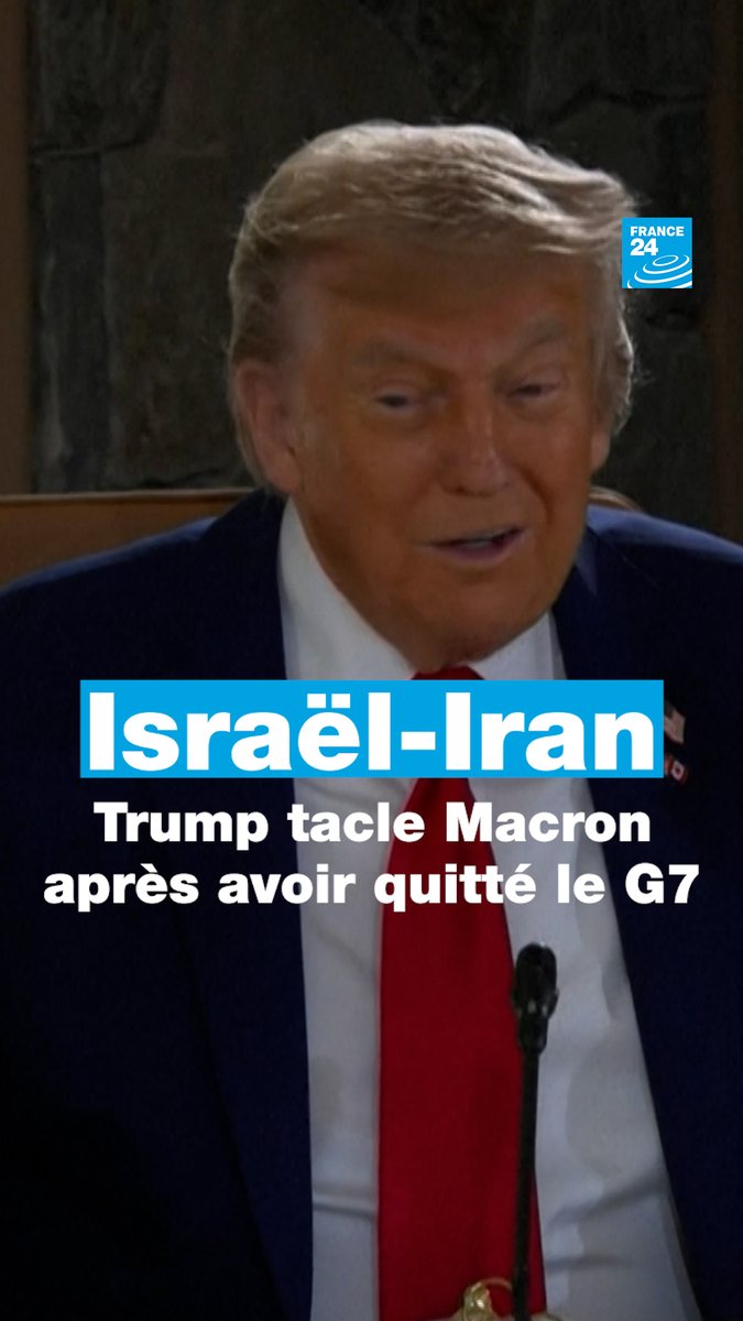 🇺🇸 Donald #Trump a nié lundi avoir quitté prématurément le sommet du G7 au Canada pour favoriser un cessez-le-feu entre Israël et l’Iran, contredisant des propos d’Emmanuel Macron. Le président américain a critiqué son homologue français, accusé de "ne rien comprendre"