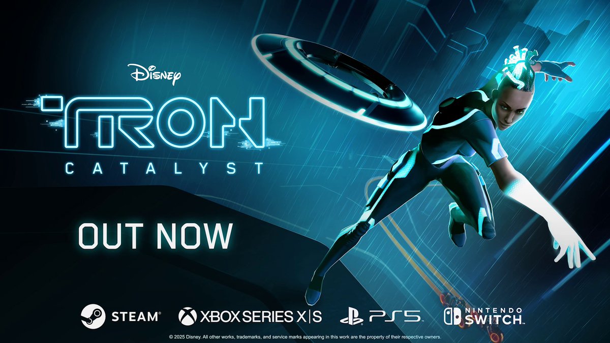 >RUN >TRON_CATALYST Disney's TRON: Catalyst is OUT NOW on PC, Xbox Series X|S, PlayStation 5, and Nintendo Switch!