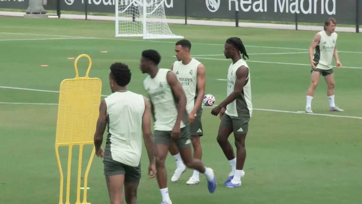 Trent Alexander-Arnold is training for Real Madrid in Palm Beach, Florida as he prepares to make his debut tomorrow against Al-Hilal at the Club World Cup ⚪