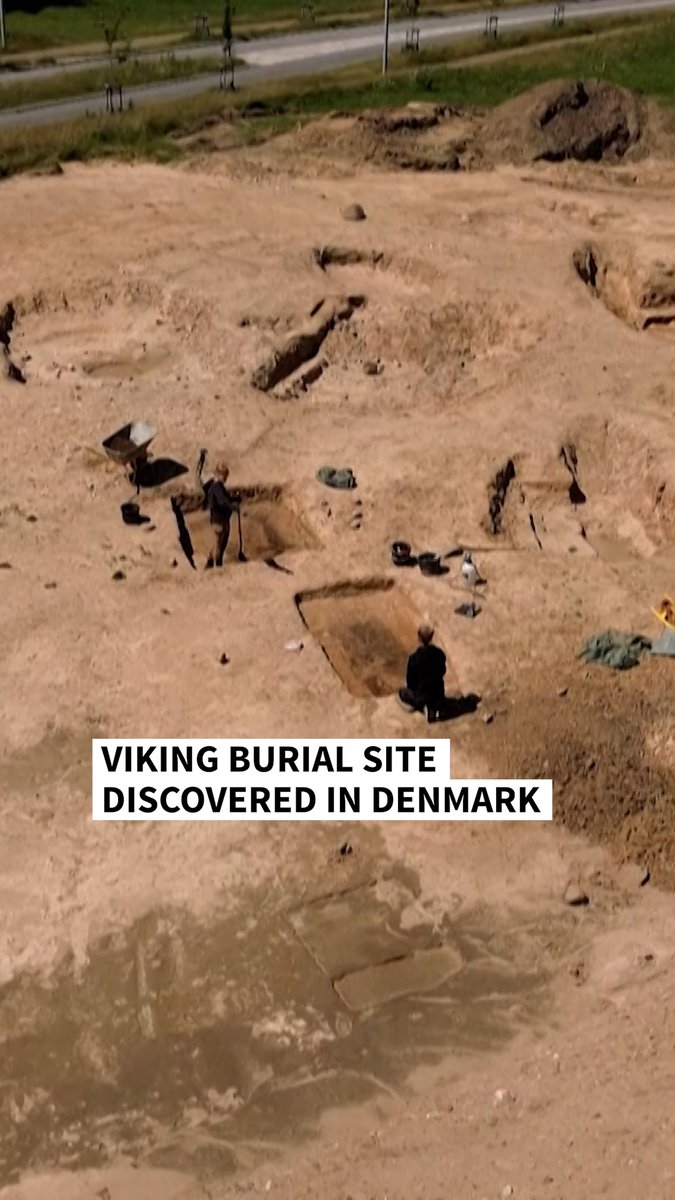 VIDEO: 🇩🇰 Viking burial site discovered in Denmark In an accidental find, a 10th-century burial site believed to have belonged to a Viking noble family has been discovered in northern Denmark, packed with a trove of ancient objects #AFPVertical