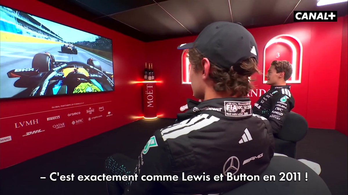 "Heureusement qu'il y avait une barrière..." 😨 Kimi, George et Max découvrent les images de l'accrochage des McLaren dans la cool room 👀 #CanadianGP #F1