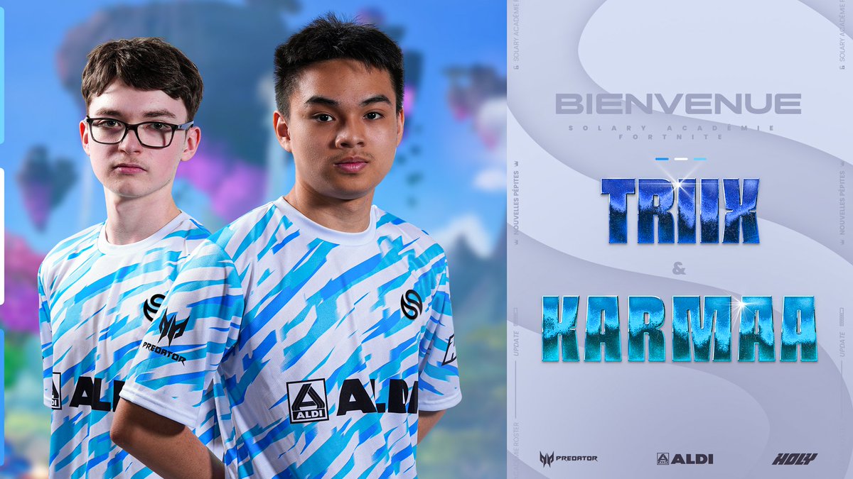 On l'a toujours dit, la direction pour 2025 est claire. Former les talents de demain pour leur permettre d'atteindre de nouveaux sommets ! Bienvenue dans la Solary académie Fortnite Triix et WIP Karmaa 💛💙 #SLYWIN