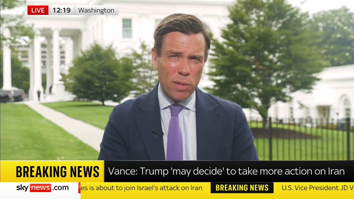 BREAKING: US Vice President JD Vance has posted on social media that Donald Trump "may decide" he needs to take further action on Iran. Sky's US correspondent Mark Stone has the latest ⬇️ Latest: 📺 Sky 501, Virgin 602, Freeview 233 and YouTube