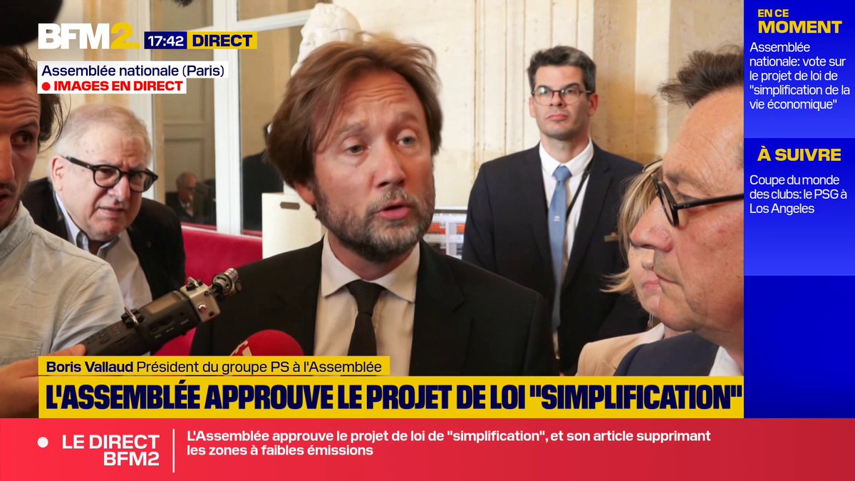 Face à l'adoption du projet de loi de simplification de la vie économique qui porte la suppression des ZFE, le socialiste Boris Vallaud pointe le "scepticisme climatique" de certains députés #BFM2