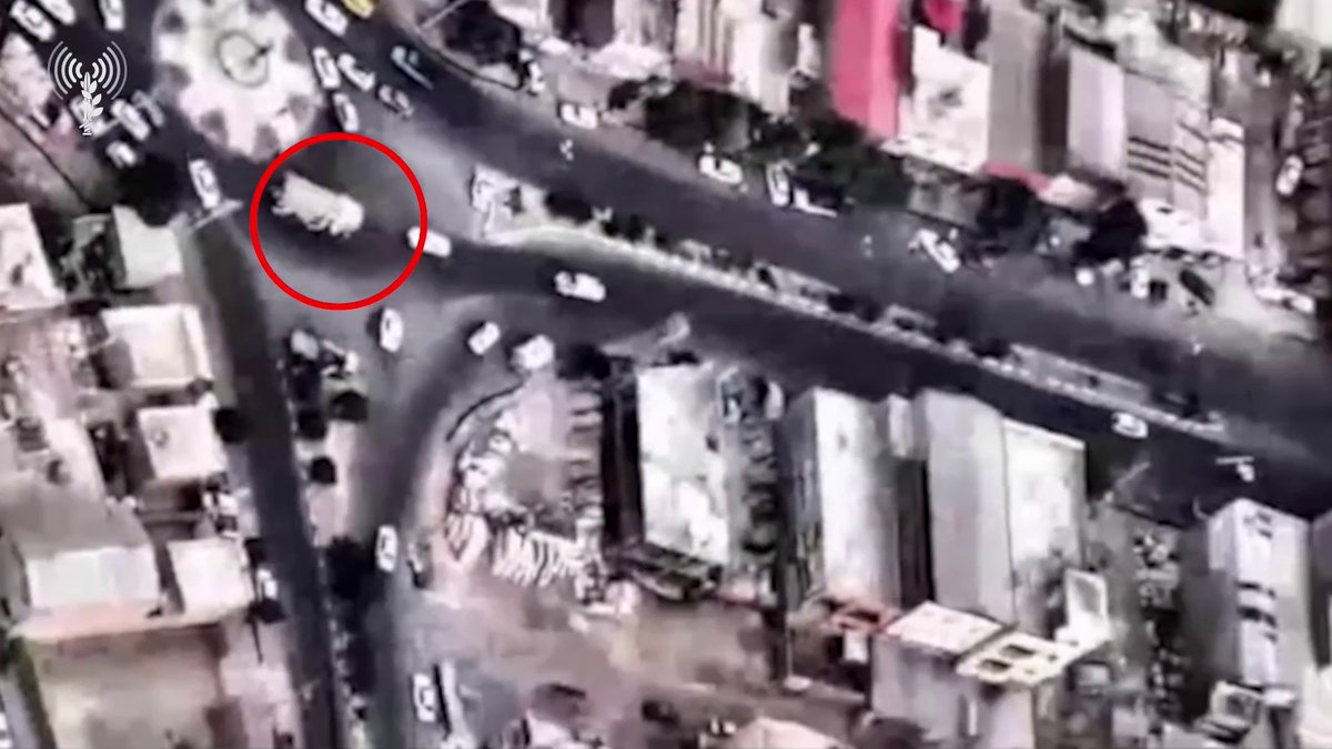 WATCH: An Iranian truck carrying a ballistic missile launcher across Tehran is surveiled by Israeli aircraft, before being targeted and demolished.