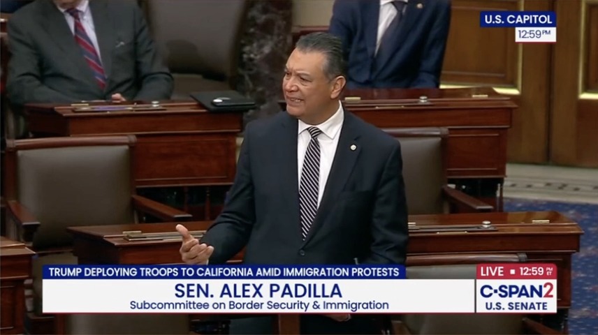 Senator Alex Padilla: You've seen the video. I was pushed and pulled. I was forced to the ground. First, on my knees, then on my chest. I was handcuffed and marched down a hallway asking, 'Why am I being detained?' Not once did they tell me why. I remember asking myself if this aggressive escalation is the result of someone speaking up against the abuses of the Trump administration. If a US Senator becomes too afraid to speak up, how can we expect any other American to do the same?