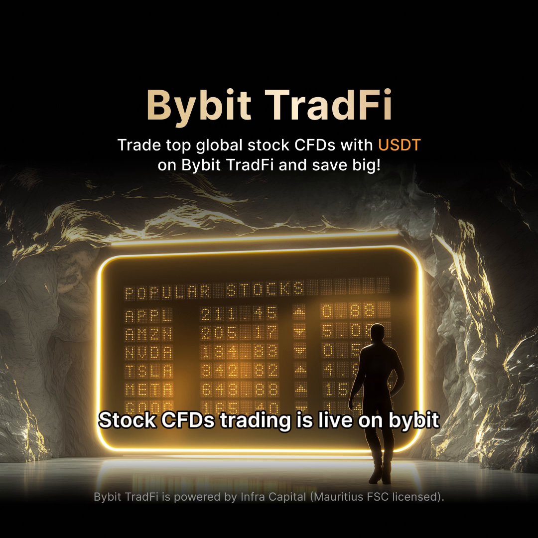 🚀 Gamechanger: Stock CFDs are now LIVE on #Bybit! Trade top stocks like $AAPL, $AMZN, $NVDA, $TSLA, $META, all with USDT 📈 Explore #BybitTradFi: #TheCryptoArk