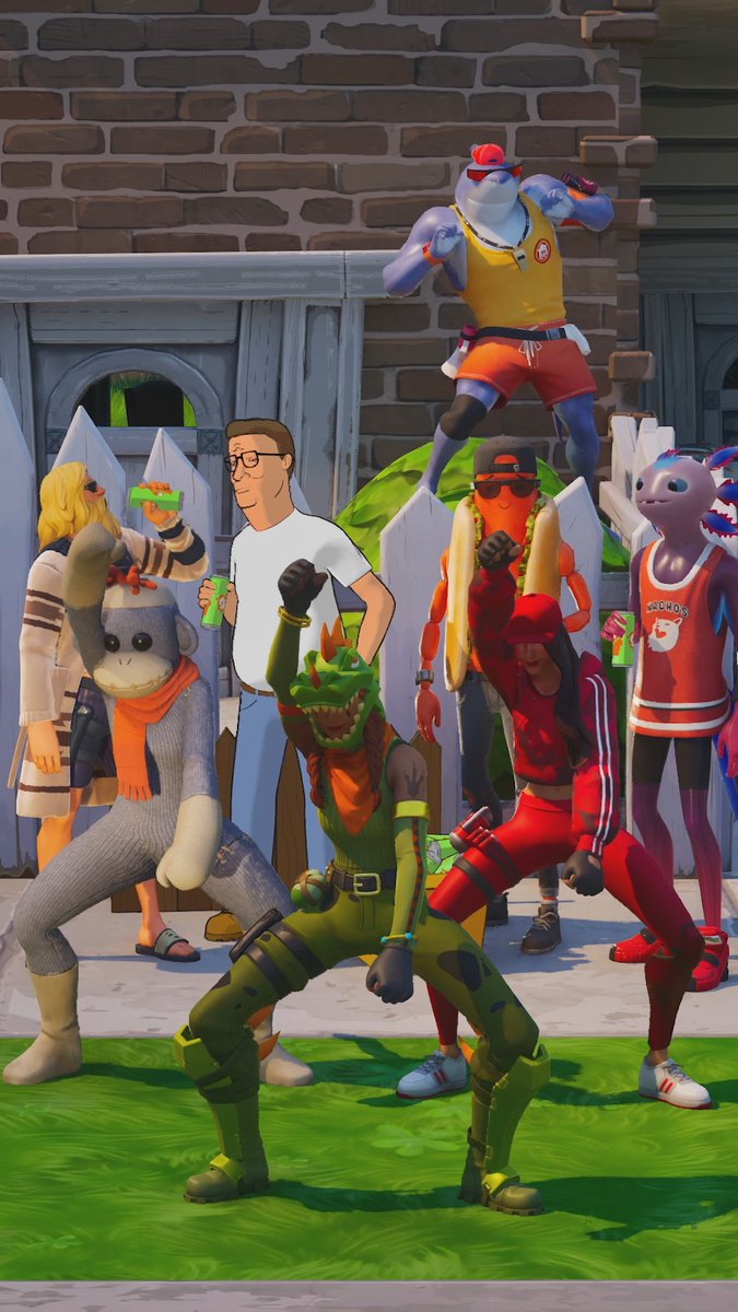 Lánzate, arma tu escuadrón y consigue ese Victoria Campal. ¿Quién está jugando como Hank Hill en Fortnite?