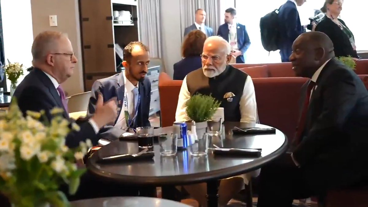 PM Modi met with Australian PM Albanese and South African President Cyril Ramaphosa during the G7 Summit in Canada. #PMModiAtG7