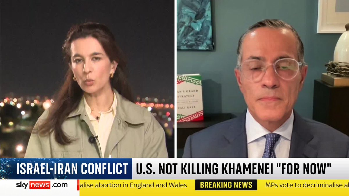 'Israel wants once and for all to deal with the Iran problem' Speaking to Yalda Hakim, Vali Nasr adds: 'Israel's concern is the collapse of the Iranian state, not just the regime' 📺 Sky 501, Virgin 602, Freeview 233 and YouTube