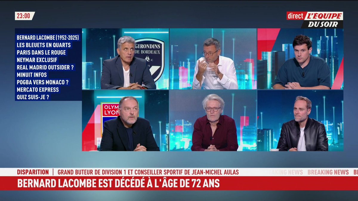 L'Equipe du Soir débute son émission avec un hommage à Bernard Lacombe, décédé ce mardi à l'âge de 72 ans 💬​ #EDS